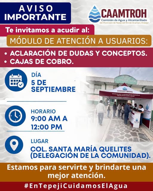 CAAMTROH instalará módulo de atención para vecinos de Santa María Quelites