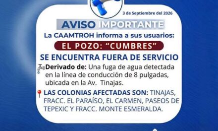 CAAMTROH realiza trabajos de reparación de fuga de agua potable en la avenida Tinajas