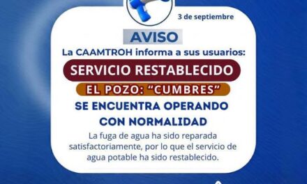 Restablecen suministro de agua potable tras reparar fuga en red de distribución