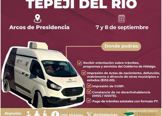 Unidades Móviles de Hidalgo llegarán a Tepeji del Río para acercar servicios a la ciudadanía