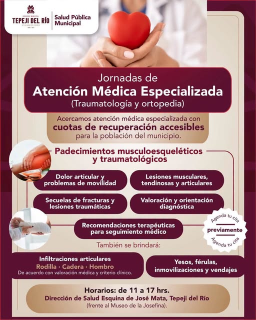 Tepeji del Río ofrece jornadas de atención médica especializada en traumatología y ortopedia