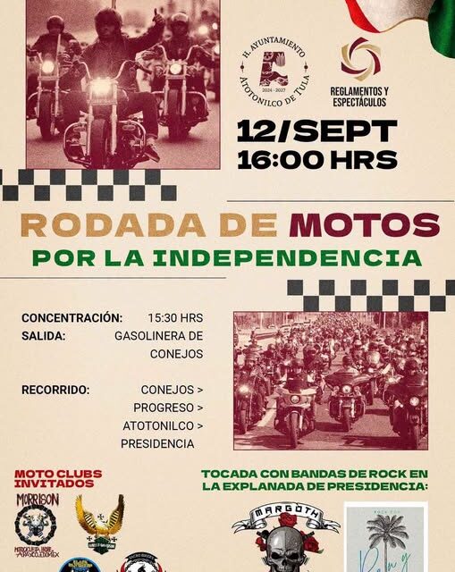 Preparan rodada de motos por las Fiestas Patrias en Atotonilco de Tula
