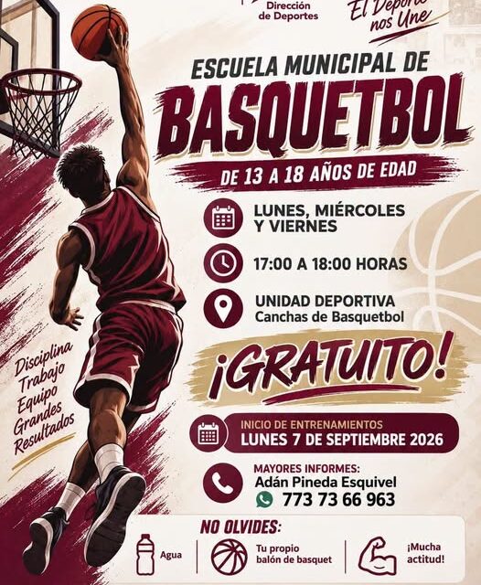 Tepeji del Río invita a jóvenes a integrarse a la Escuela Municipal de Basquetbol