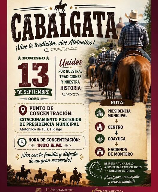 Atotonilco de Tula realizará Cabalgata de Fiestas Patrias 2026