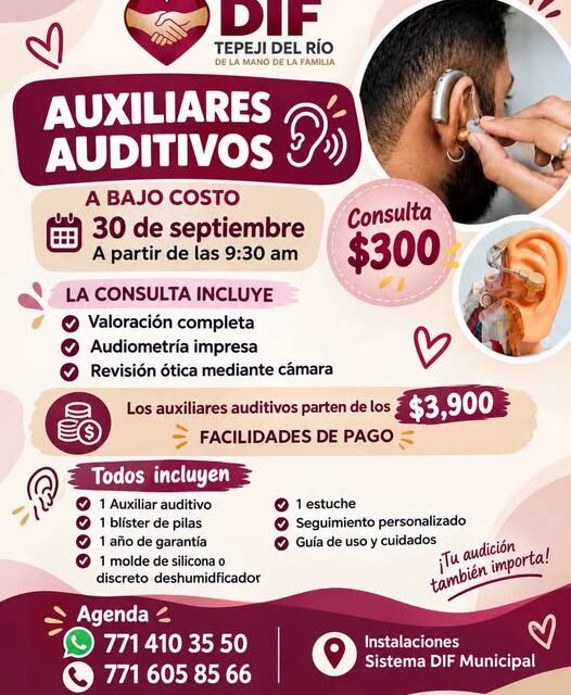 DIF Tepeji del Río realizará jornada de auxiliares auditivos a bajo costo