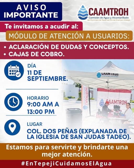 CAAMTROH acercará servicios a vecinos de Dos Peñas