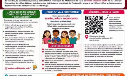 Atotonilco de Tula mantiene abierta convocatoria para integrar Consejo Consultivo de Niñas, Niños y Adolescentes