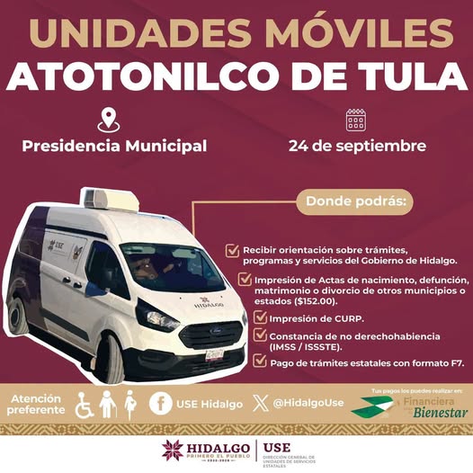 𝗟𝗮𝘀 𝗨𝗻𝗶𝗱𝗮𝗱𝗲𝘀 𝗠𝗼́𝘃𝗶𝗹𝗲𝘀 𝗱𝗲𝗹 𝗚𝗼𝗯𝗶𝗲𝗿𝗻𝗼 𝗱𝗲 𝗛𝗶𝗱𝗮𝗹𝗴𝗼 𝗹𝗹𝗲𝗴𝗮𝗻 𝗮 Atotonilco de Tula