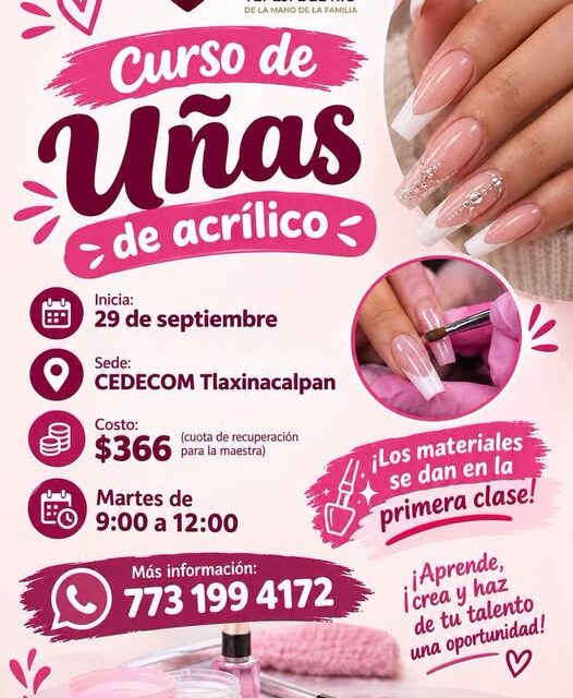 DIF Tepeji del Río anuncia curso de uñas de acrílico