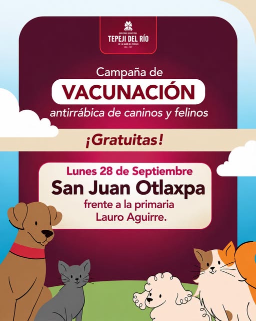 Invitan a participar en campaña gratuita de vacunación antirrábica en Tepeji del Río