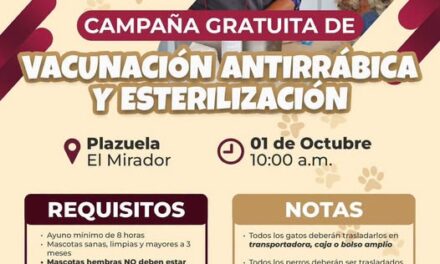 Realizarán campaña gratuita de vacunación y esterilización para perros y gatos en El Mirador