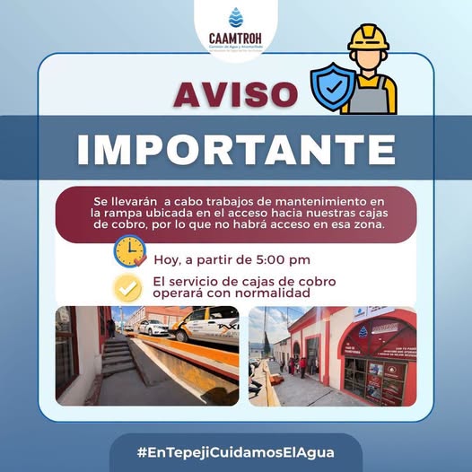 Realizarán trabajos de mantenimiento en acceso a cajas de cobro de Tepeji del Río