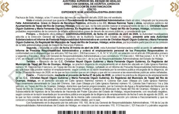Buscan notificar a exregidoras de Tepeji por Proceso Judicial por el presunto Desvío de Recursos