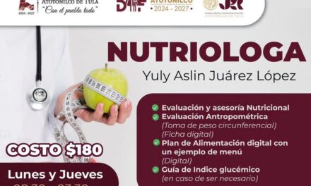DIF Atotonilco de Tula ofrece servicio de nutrición con atención personalizada