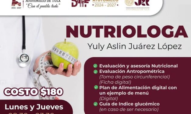 DIF Atotonilco de Tula ofrece servicio de nutrición con atención personalizada