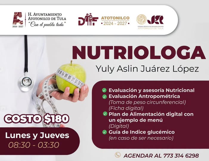 DIF Atotonilco de Tula ofrece servicio de nutrición con atención personalizada