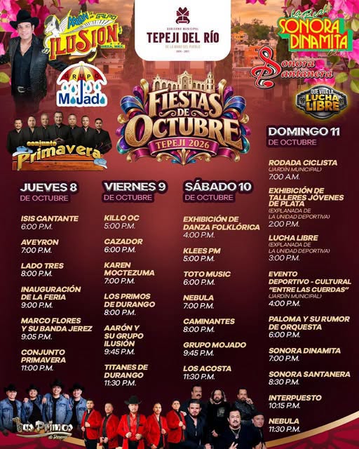 Cuatro días de fiesta en Tepeji Conoce el programa de las Fiestas de Octubre
