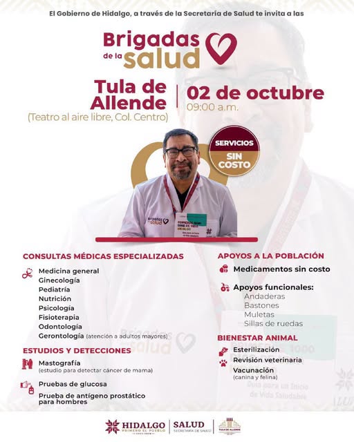 Tula realizará Brigada de Salud con servicios gratuitos