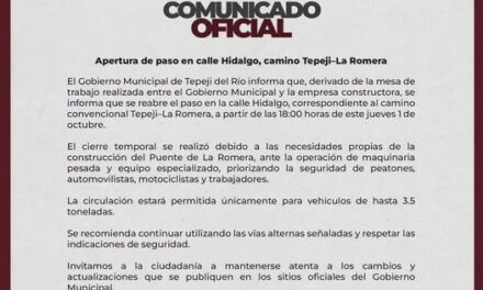 Apertura de paso en calle Hidalgo, camino Tepeji-La Romera