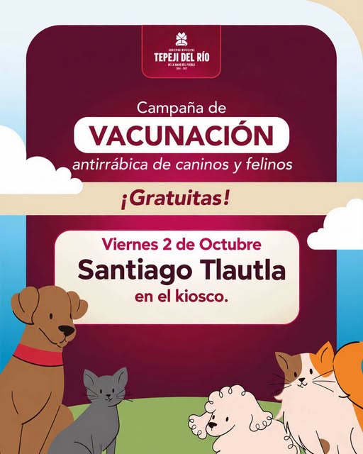 Realizarán campaña de vacunación antirrábica en Santiago Tlautla