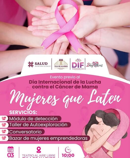 Tula realizará jornada “Mujeres que laten” en el marco del Día Internacional contra el Cáncer de Mama