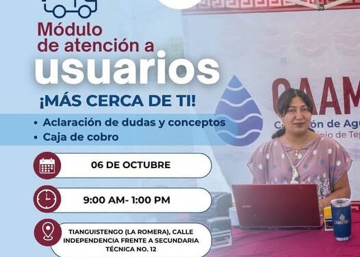 ¡La CAAMTROH va hasta Tianguistengo! Acercará servicios y atención a usuarios