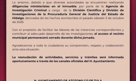 Comunicado del gobierno municipal de Atotonilco de Tula