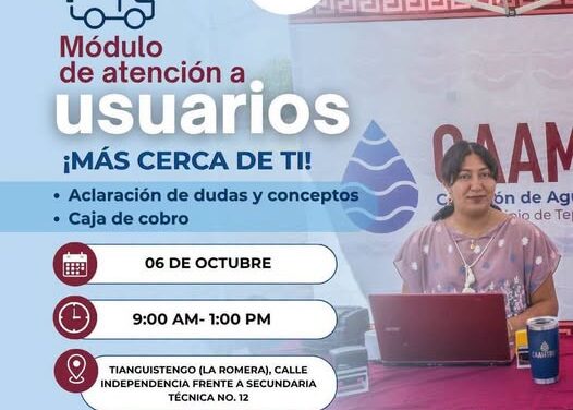 Módulo de atención de agua potable llegará a Tianguistengo La Romera