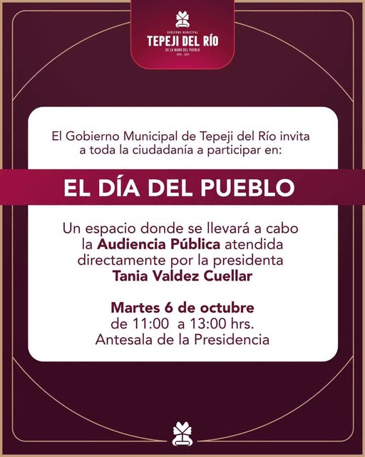 Invitan a la ciudadanía de Tepeji del Río al Día del Pueblo