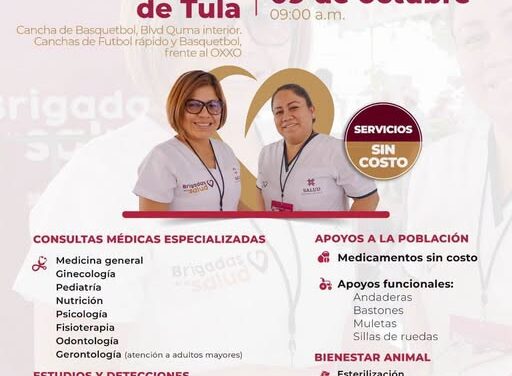 Brigadas de Salud llevarán servicios médicos gratuitos a Atotonilco de Tula