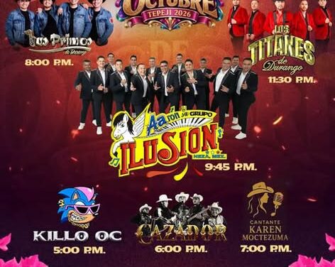 Una noche de música y entretenimiento en el segundo día de las Fiestas de Octubre Tepeji 2026