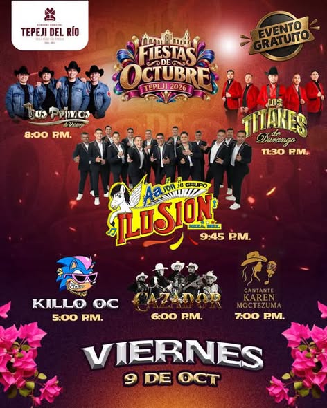 Una noche de música y entretenimiento en el segundo día de las Fiestas de Octubre Tepeji 2026