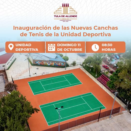 Tula de Allende inaugurará nuevas canchas de tenis este 11 de octubre