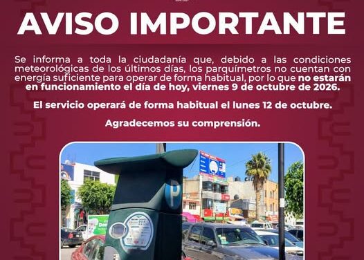 Suspenden servicio de parquímetros en Tula de Allende por fallas de energía eléctrica