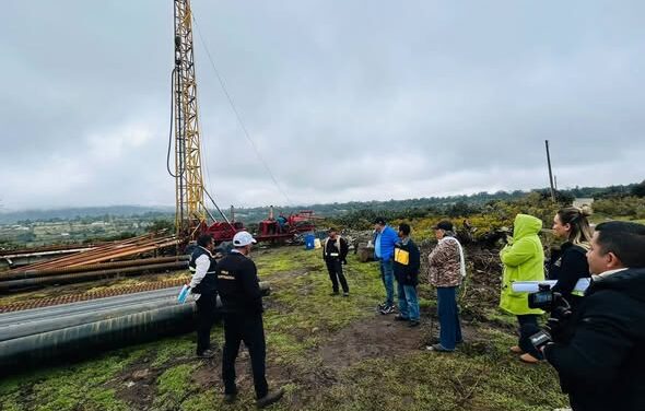 Supervisan avances de la perforación de pozo profundo en Xochitlán de las Flores, Tula de Allende