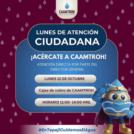CAAMTROH brindará atención directa a usuarios de agua potable y alcantarillado en Tepeji del Río