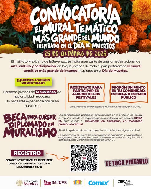 Tepeji del Río convoca a jóvenes para crear mural monumental por el Día de Muertos