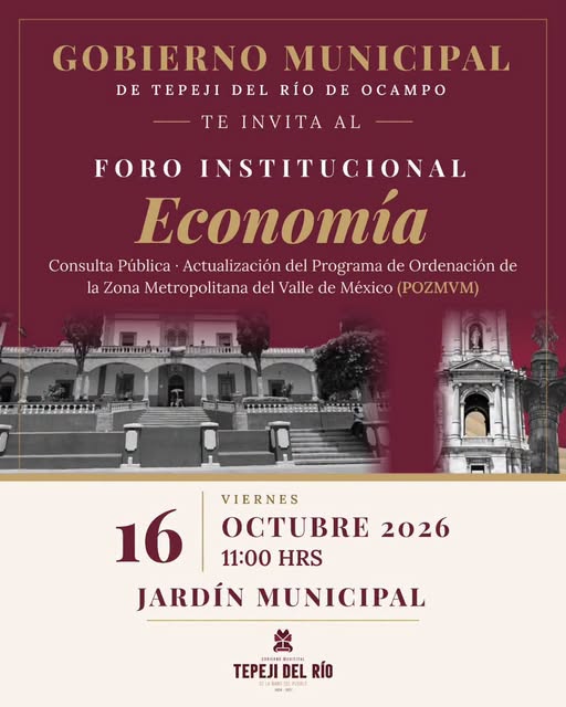 Tepeji del Río será sede del Foro Institucional “Economía” para la actualización del POZMVM