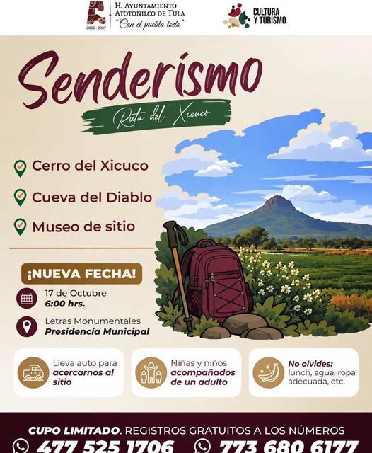 Reagendan caminata de senderismo “Ruta del Xicuco” en Atotonilco de Tula