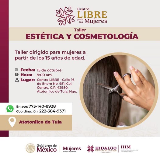 Gobierno de Atotonilco de Tula impulsa la autonomía económica de las mujeres con taller de Estética y Cosmetología
