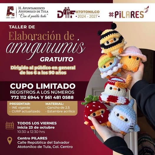 Invitan a taller gratuito de elaboración de amigurumis en Atotonilco de Tula