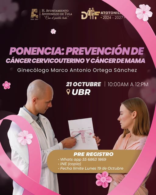 DIF de Atotonilco de Tula invita a ponencia sobre prevención del cáncer
