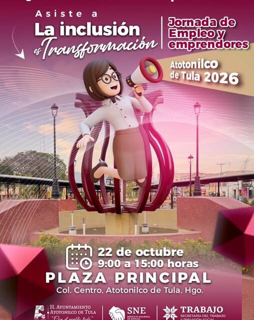 Atotonilco de Tula realizará Jornada de Empleo y Emprendedores el próximo 22 de octubre