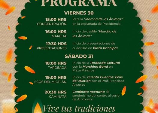 Atotonilco de Tula anuncia el programa del Tercer Festival de Día de Muertos