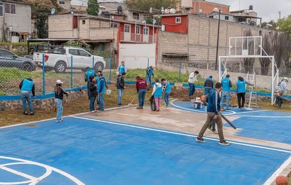Realizan faena comunitaria en las canchas de “El Capulín”, en Tepeji del Río