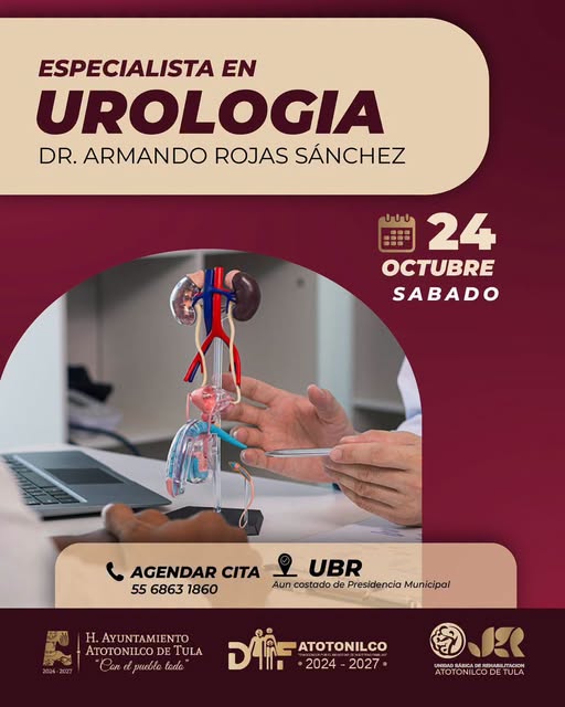 UBR de Atotonilco de Tula ofrecerá consultas especializadas de urología el próximo 24 de octubre