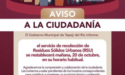 Tepeji del Río restablecerá el servicio de recolección de basura este 20 de octubre