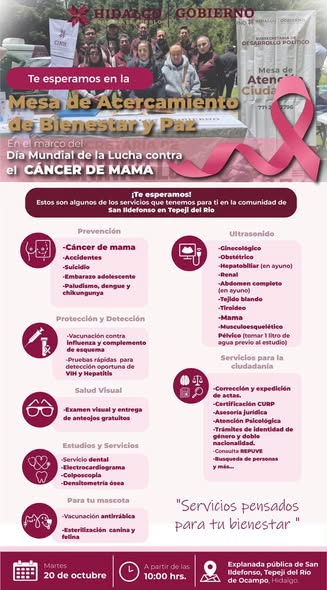 Los servicios gratuitos del Gobierno del Estado de Hidalgo, ya se encuentran instalados en San Ildefonso