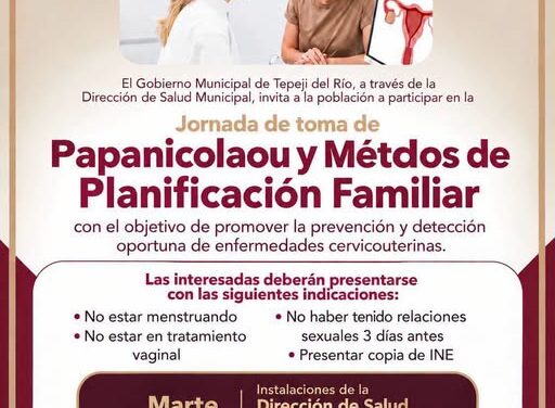 Tepeji del Río realizará jornada de Papanicolaou y planificación familiar