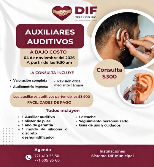 DIF Tepeji del Río realizará jornada de auxiliares auditivos a bajo costo